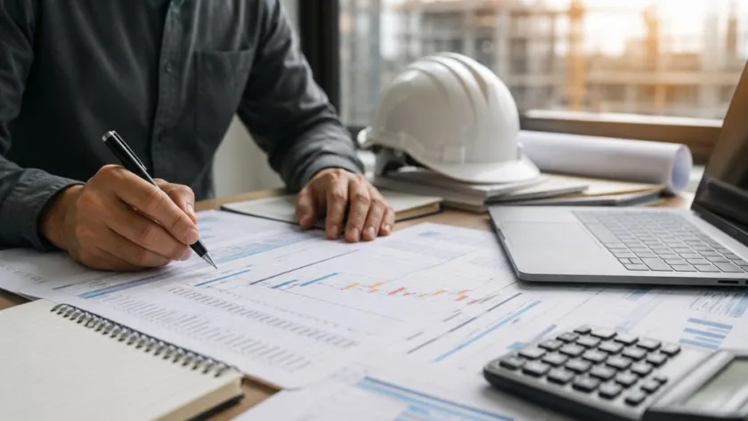 Contractor preparing an extension of time claim with delay records and programme